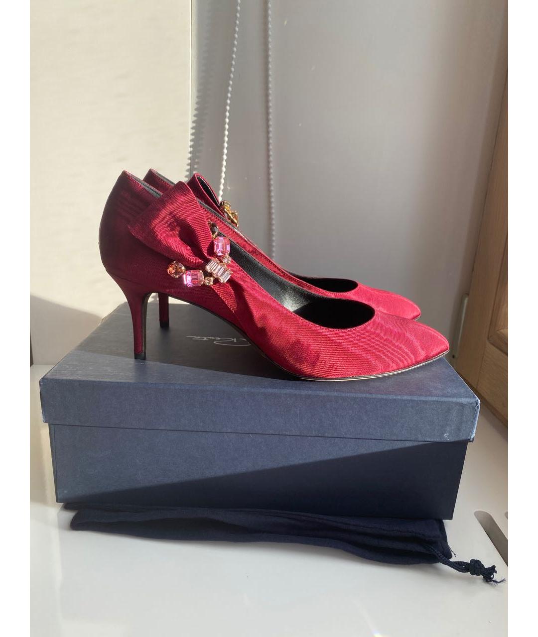 OSCAR DE LA RENTA Красные текстильные лодочки на низком каблуке, фото 9