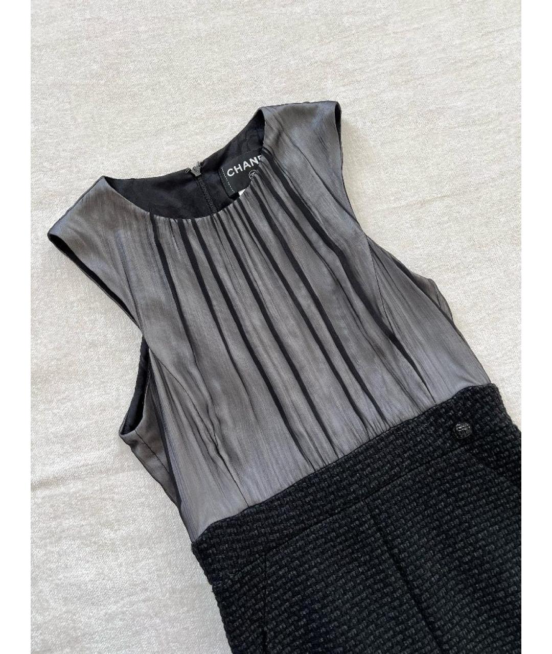 CHANEL Черное шелковое повседневное платье, фото 2