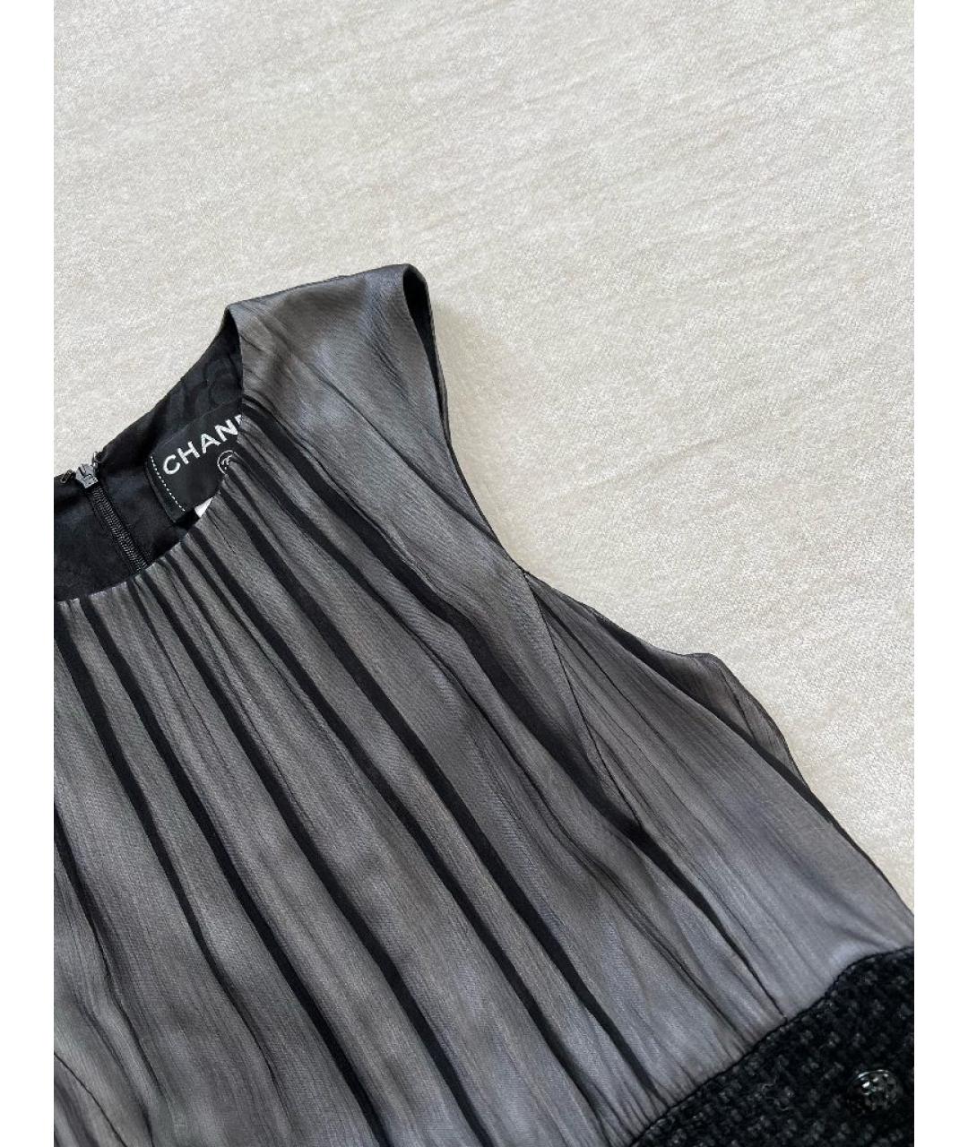 CHANEL Черное шелковое повседневное платье, фото 5