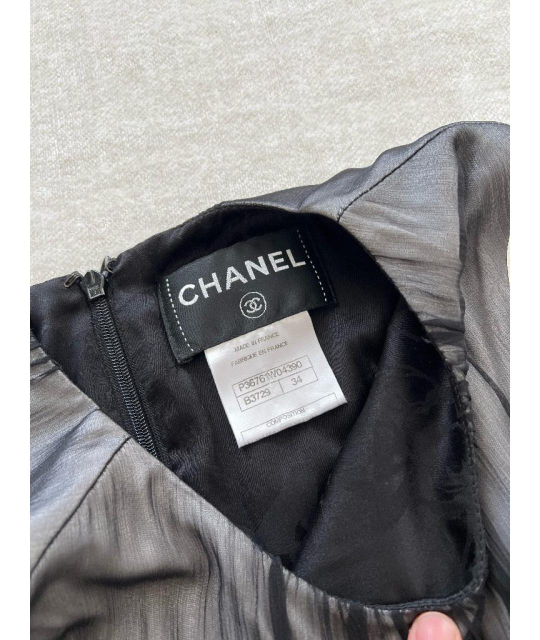 CHANEL Черное шелковое повседневное платье, фото 3