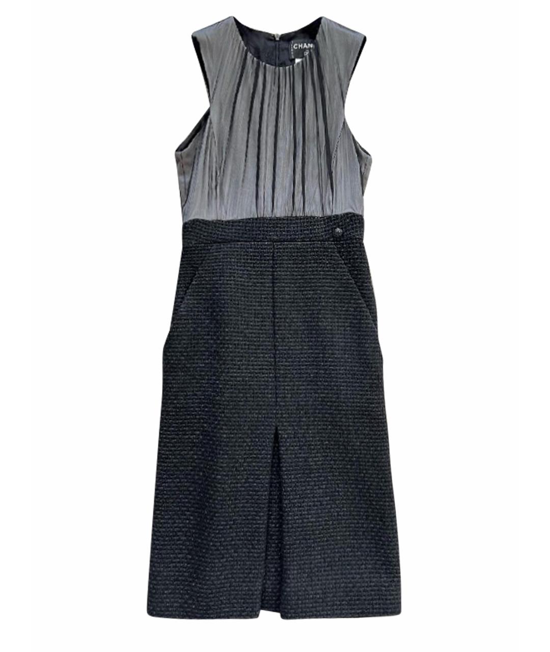 CHANEL Черное шелковое повседневное платье, фото 1