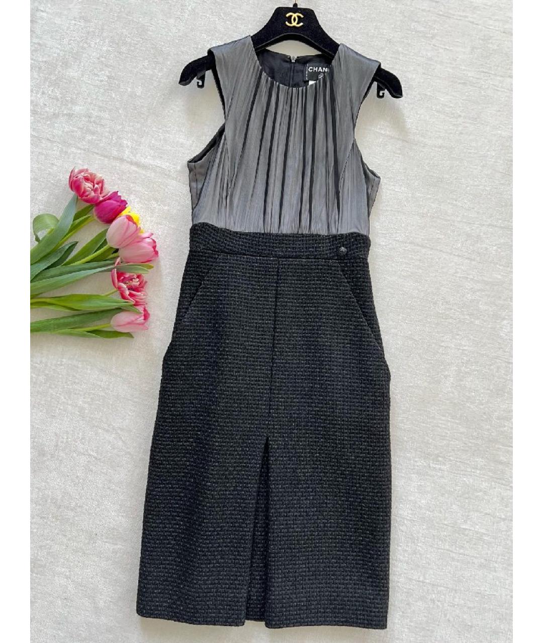 CHANEL Черное шелковое повседневное платье, фото 7
