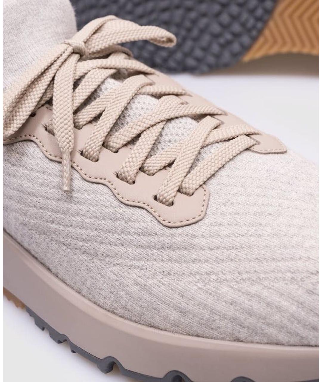 BRUNELLO CUCINELLI Бежевые текстильные низкие кроссовки / кеды, фото 5