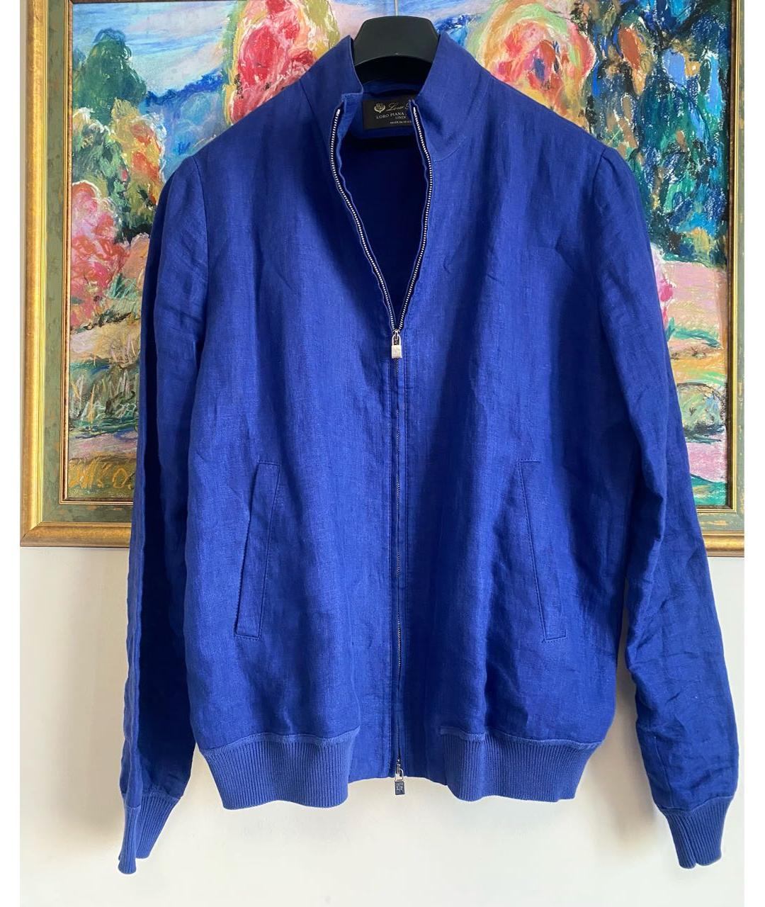 LORO PIANA Синий льняной жакет/пиджак, фото 2