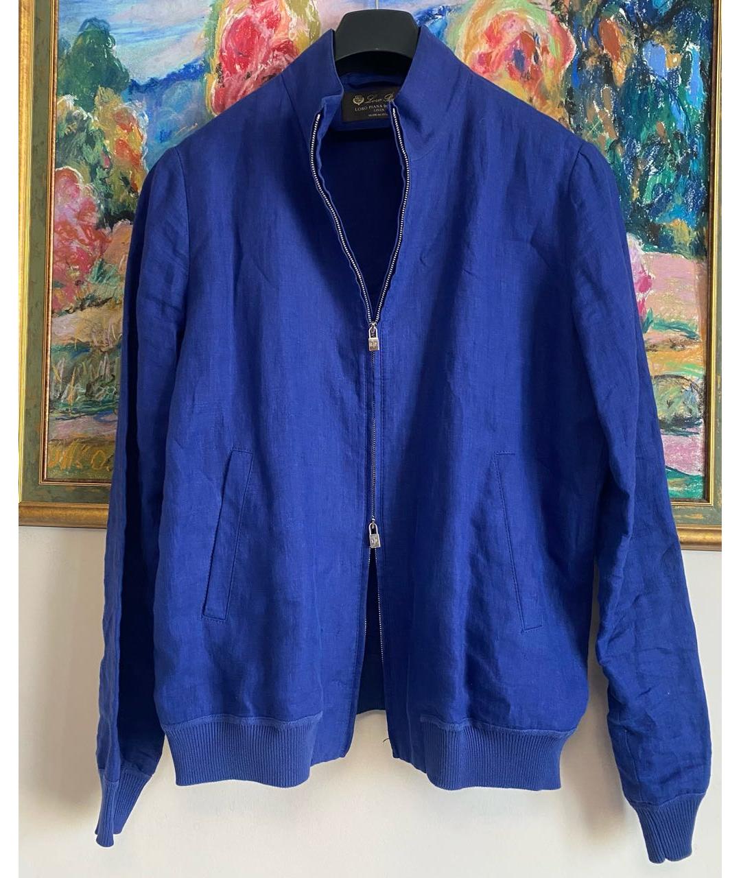 LORO PIANA Синий льняной жакет/пиджак, фото 4