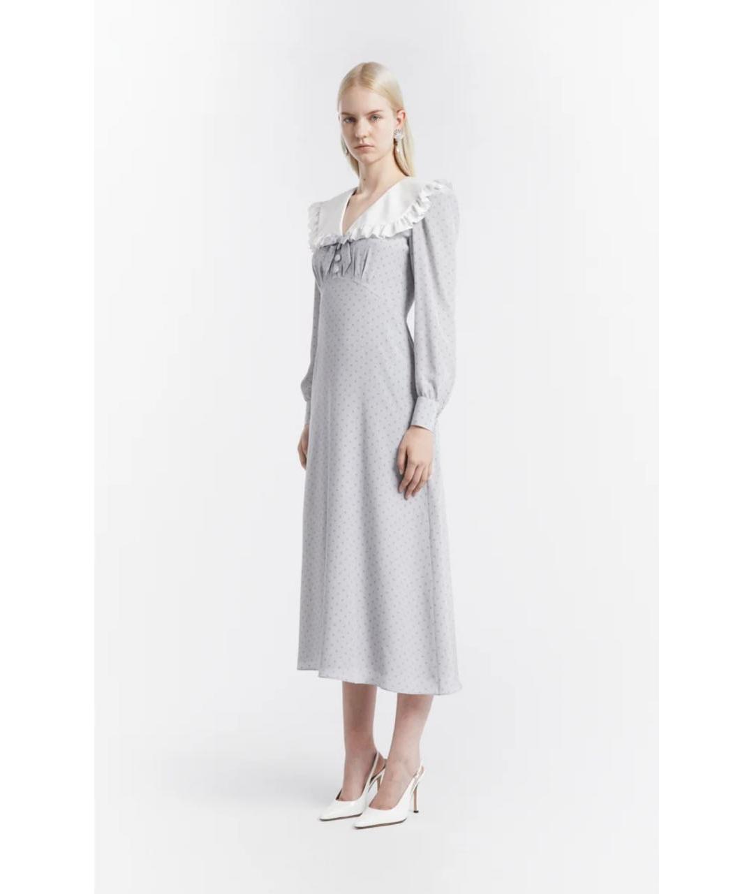 ALESSANDRA RICH Серое шелковое коктейльное платье, фото 4