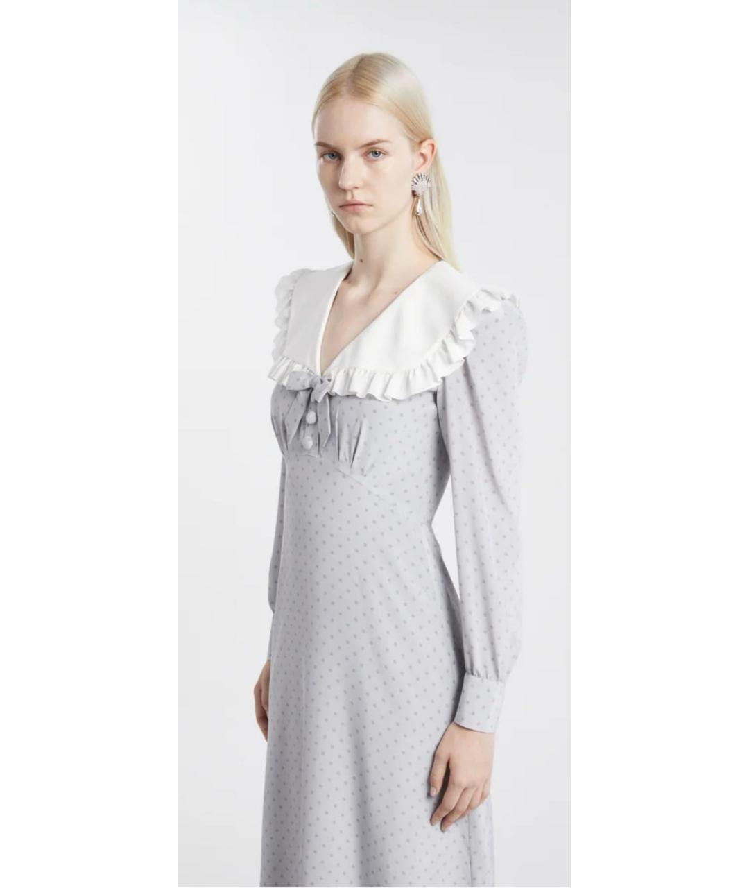 ALESSANDRA RICH Серое шелковое коктейльное платье, фото 3