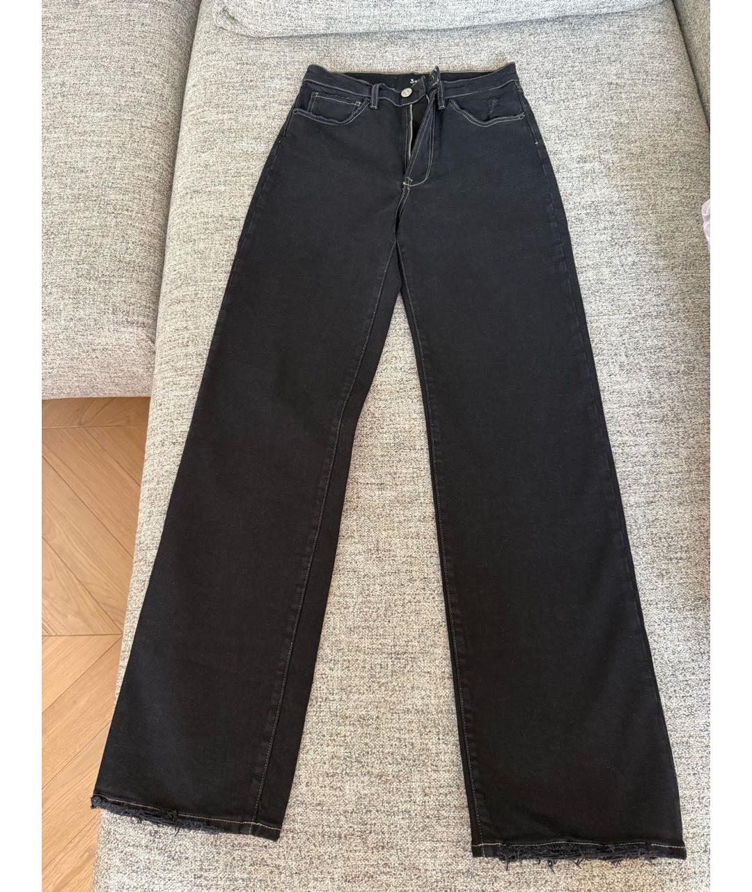 3X1 Черные хлопко-эластановые прямые джинсы, фото 6