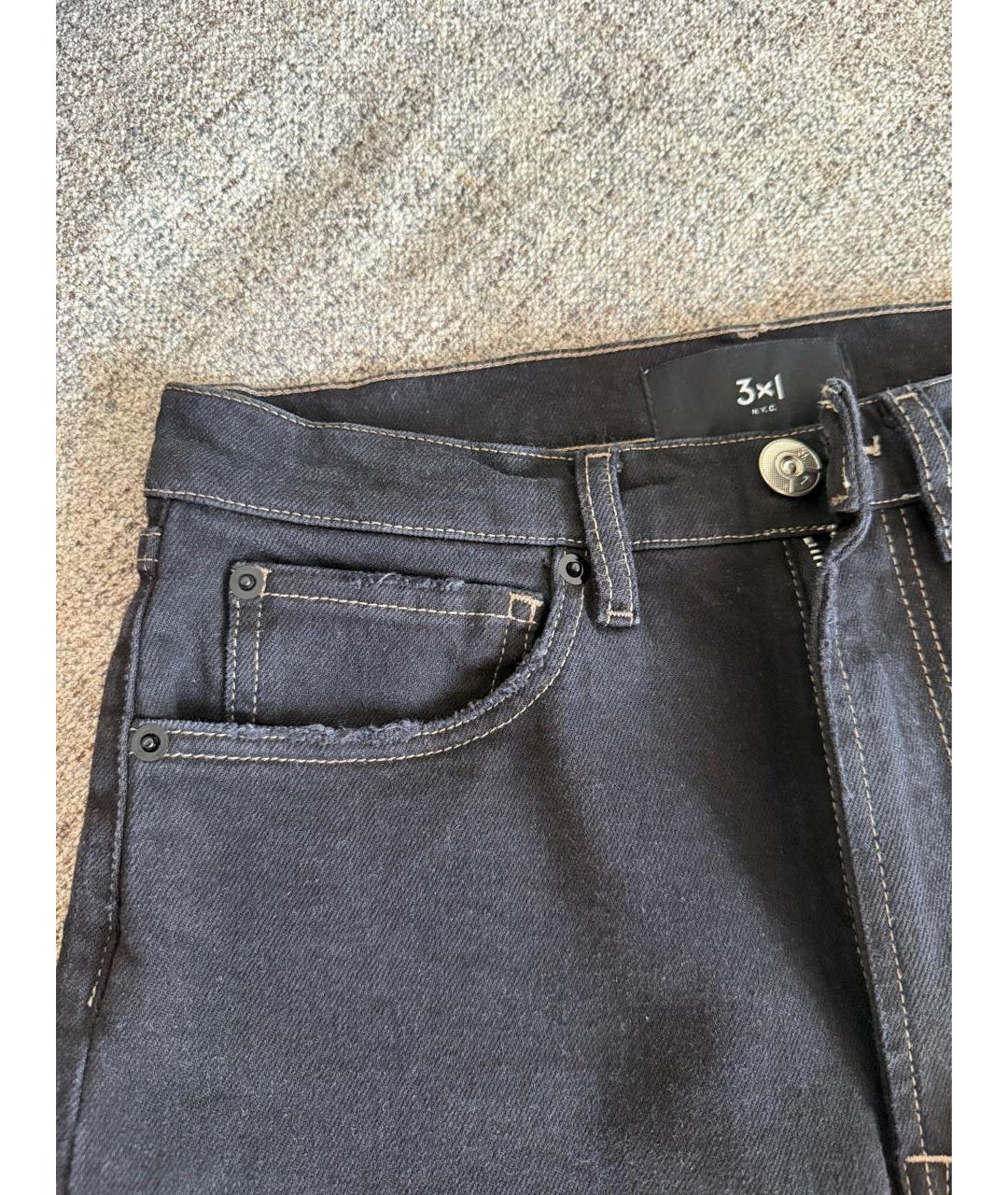3X1 Черные хлопко-эластановые прямые джинсы, фото 4