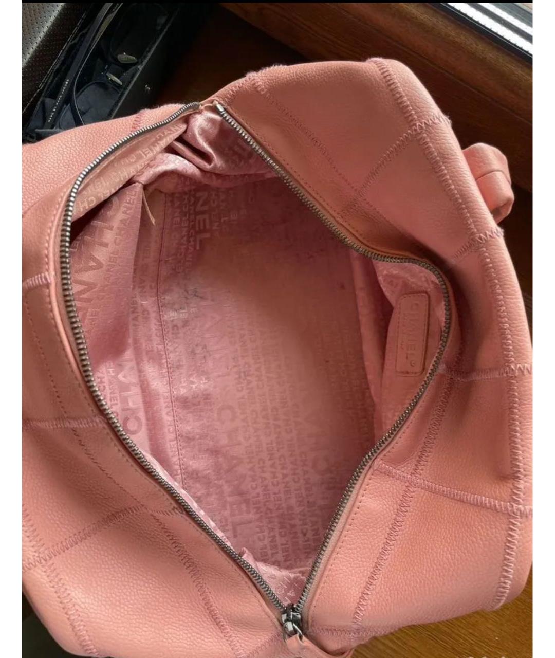 CHANEL Розовая кожаная сумка с короткими ручками, фото 5