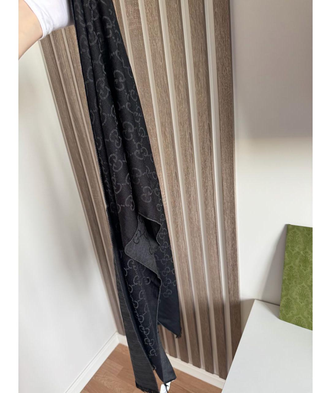 GUCCI Серый шерстяной шарф, фото 6