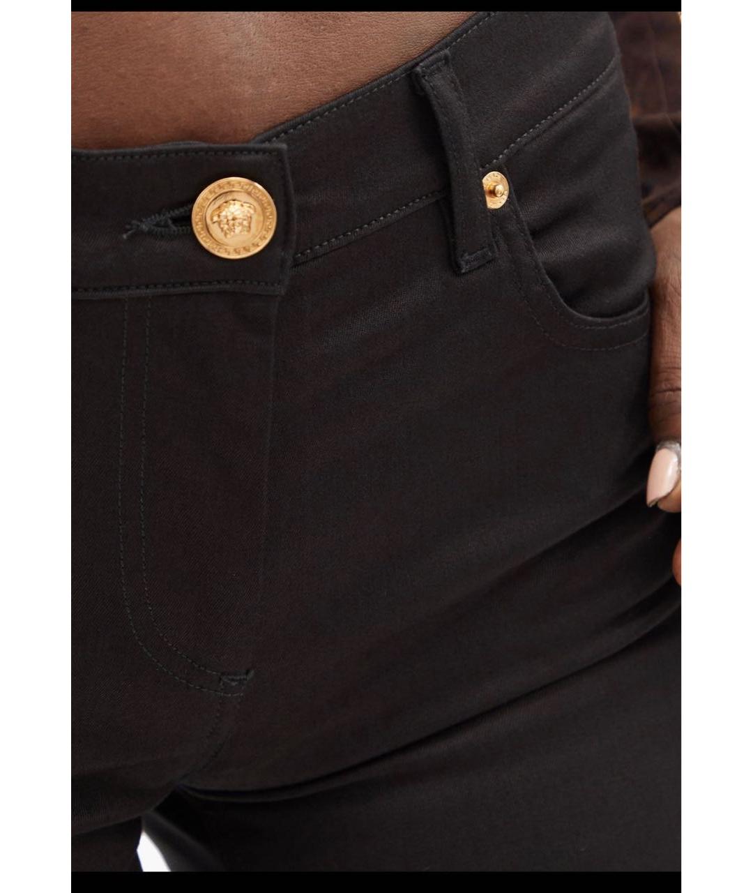 VERSACE Черные хлопок-полиэтиленовые джинсы слим, фото 8