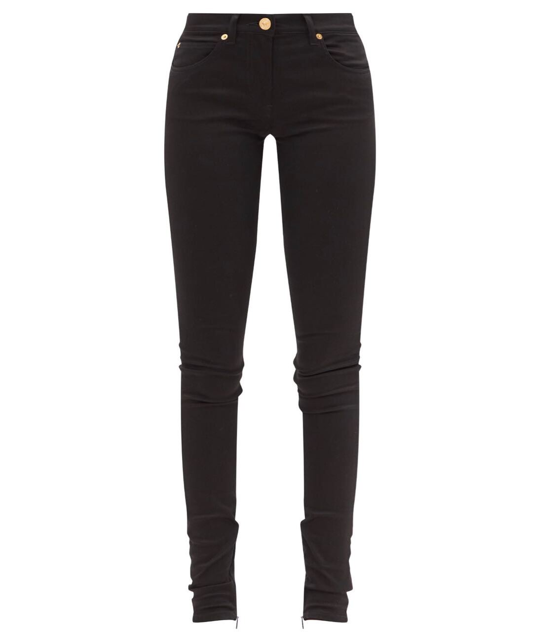 VERSACE Черные хлопок-полиэтиленовые джинсы слим, фото 1