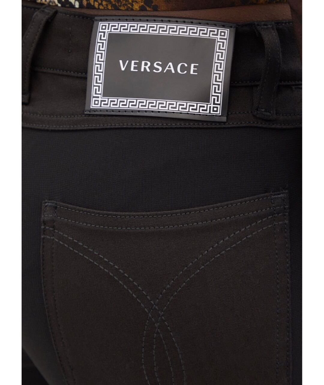 VERSACE Черные хлопок-полиэтиленовые джинсы слим, фото 4