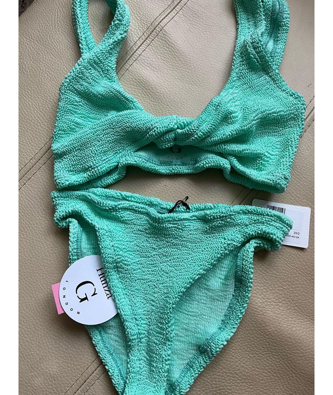 HUNZA G Бирюзовый полиамидовый купальник, фото 4