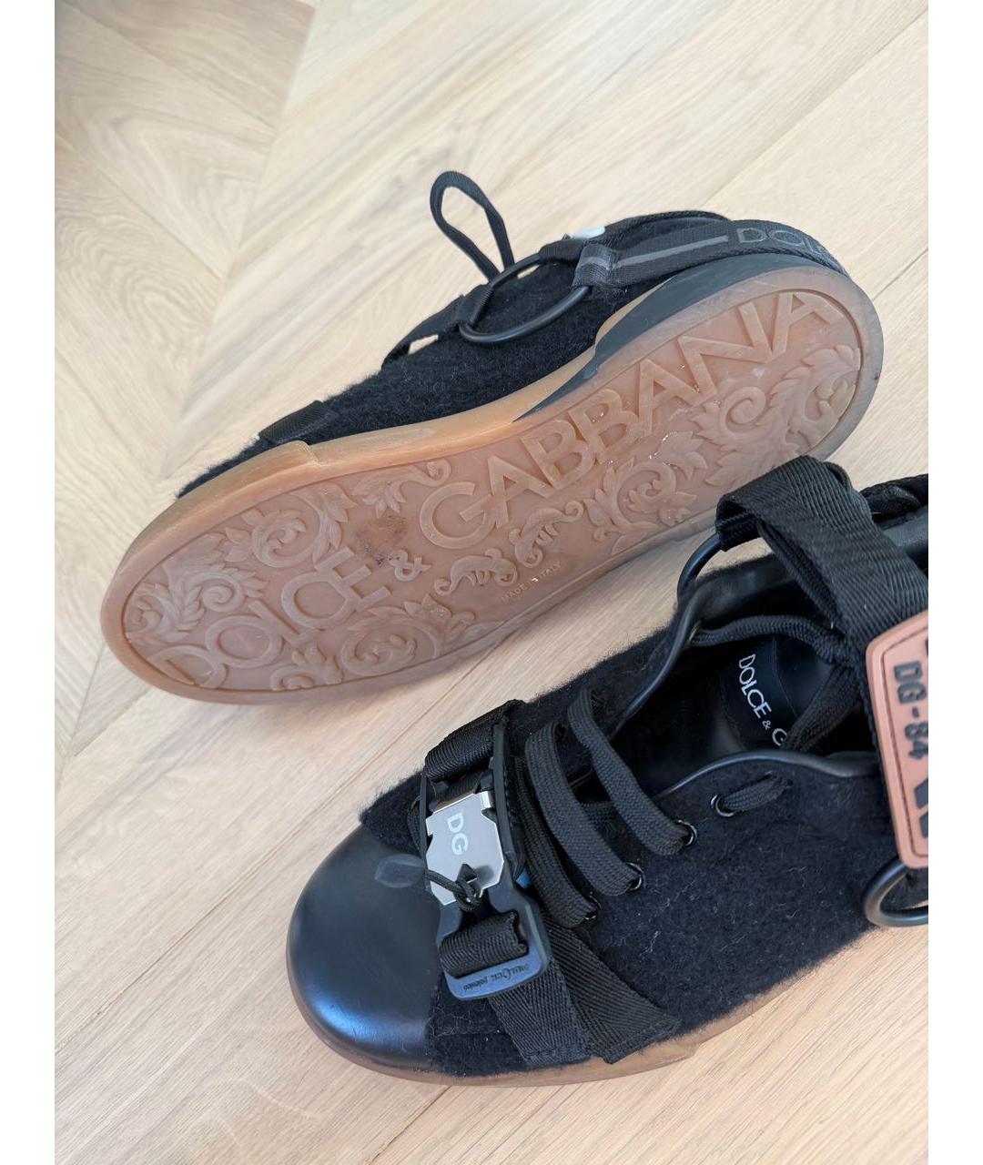 DOLCE&GABBANA Черные кожаные низкие кроссовки / кеды, фото 6