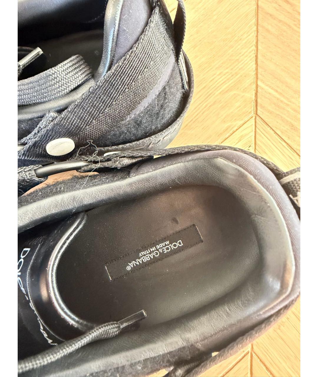 DOLCE&GABBANA Черные кожаные низкие кроссовки / кеды, фото 4