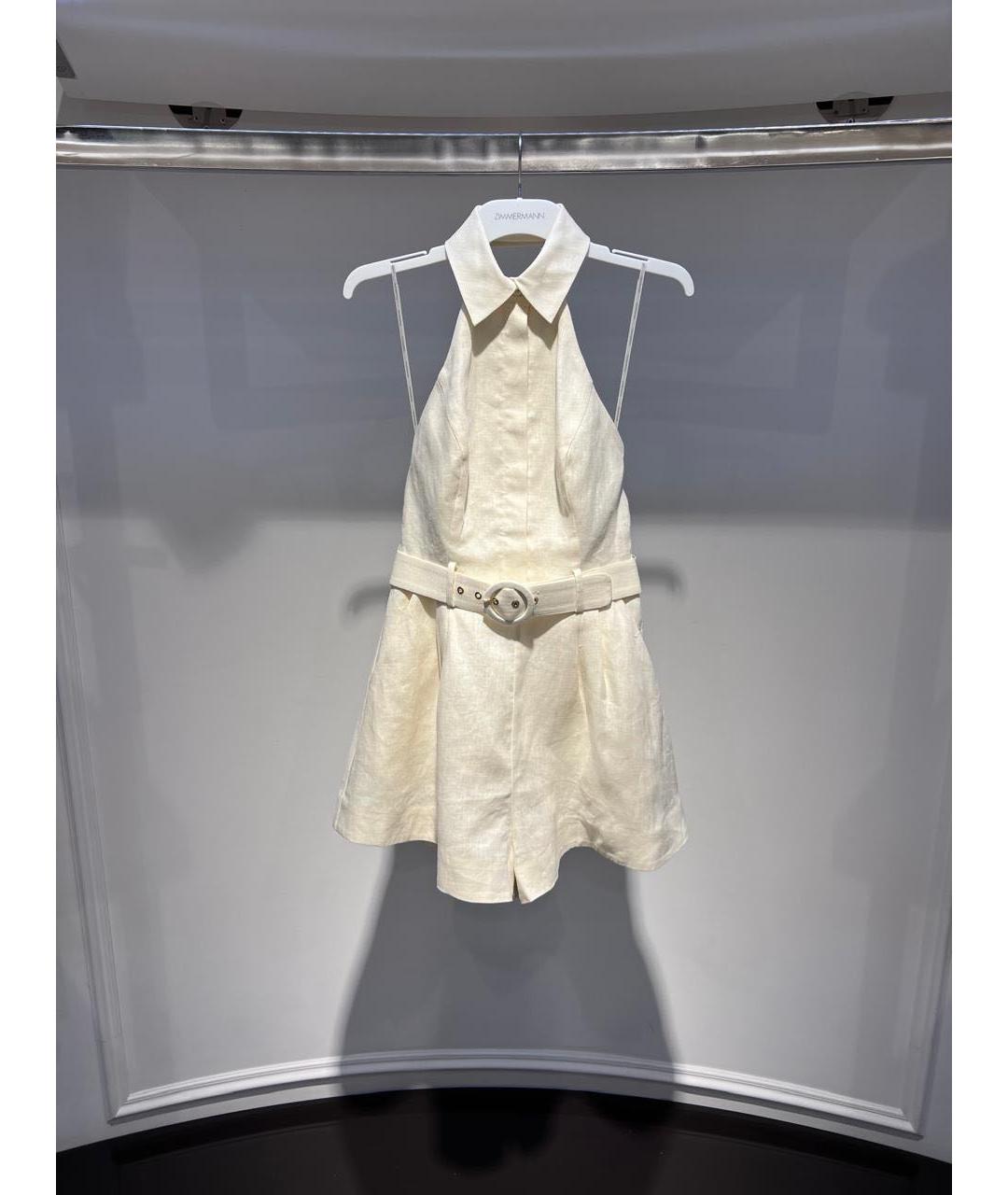 ZIMMERMANN Бежевый льняной комбинезон, фото 3