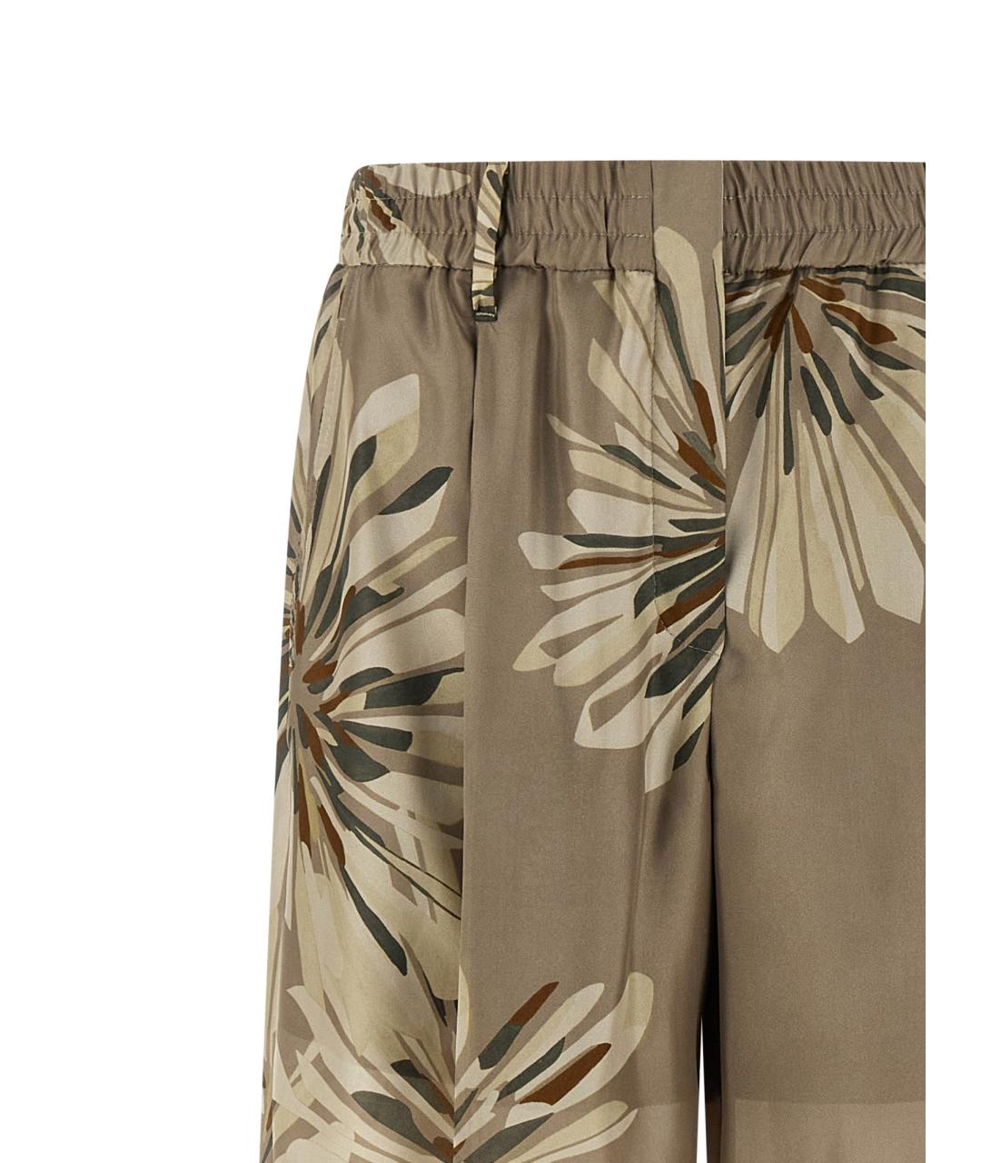 BRUNELLO CUCINELLI Зеленые шелковые прямые брюки, фото 3