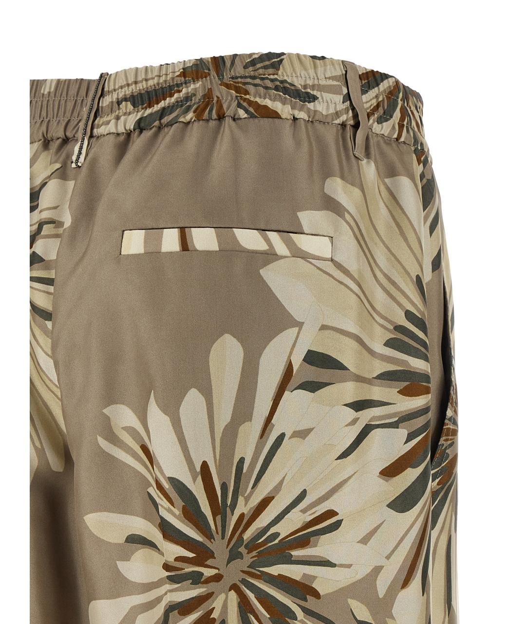 BRUNELLO CUCINELLI Зеленые шелковые прямые брюки, фото 4