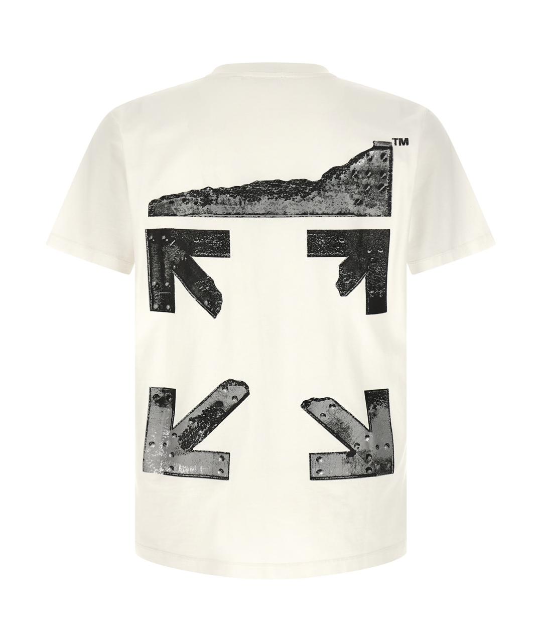 OFF-WHITE Белая хлопковая футболка, фото 2