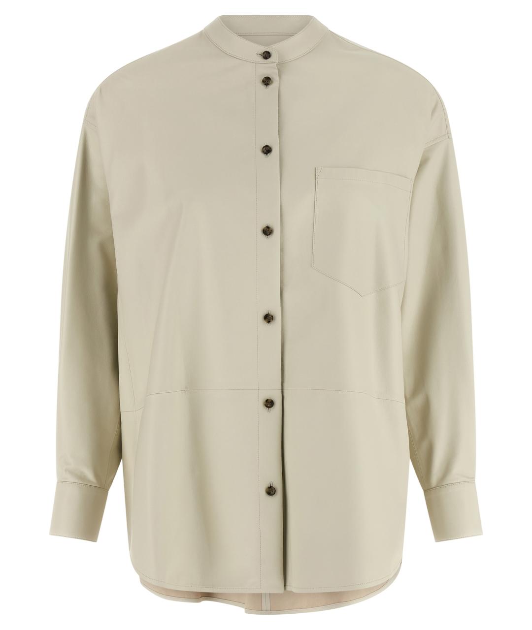 YVES SALOMON Бежевая кожаная рубашка, фото 1