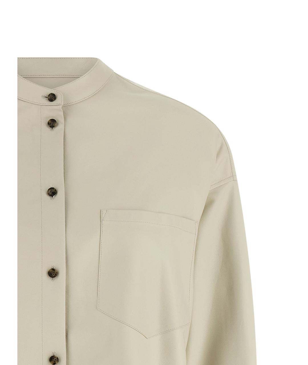 YVES SALOMON Бежевая кожаная рубашка, фото 3