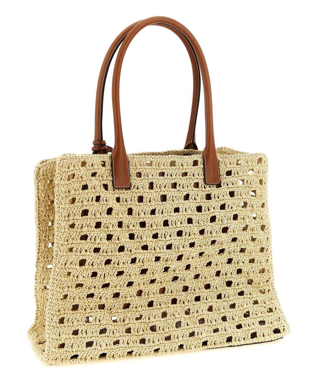 VERSACE Бежевая пелетеная сумка тоут, фото 2