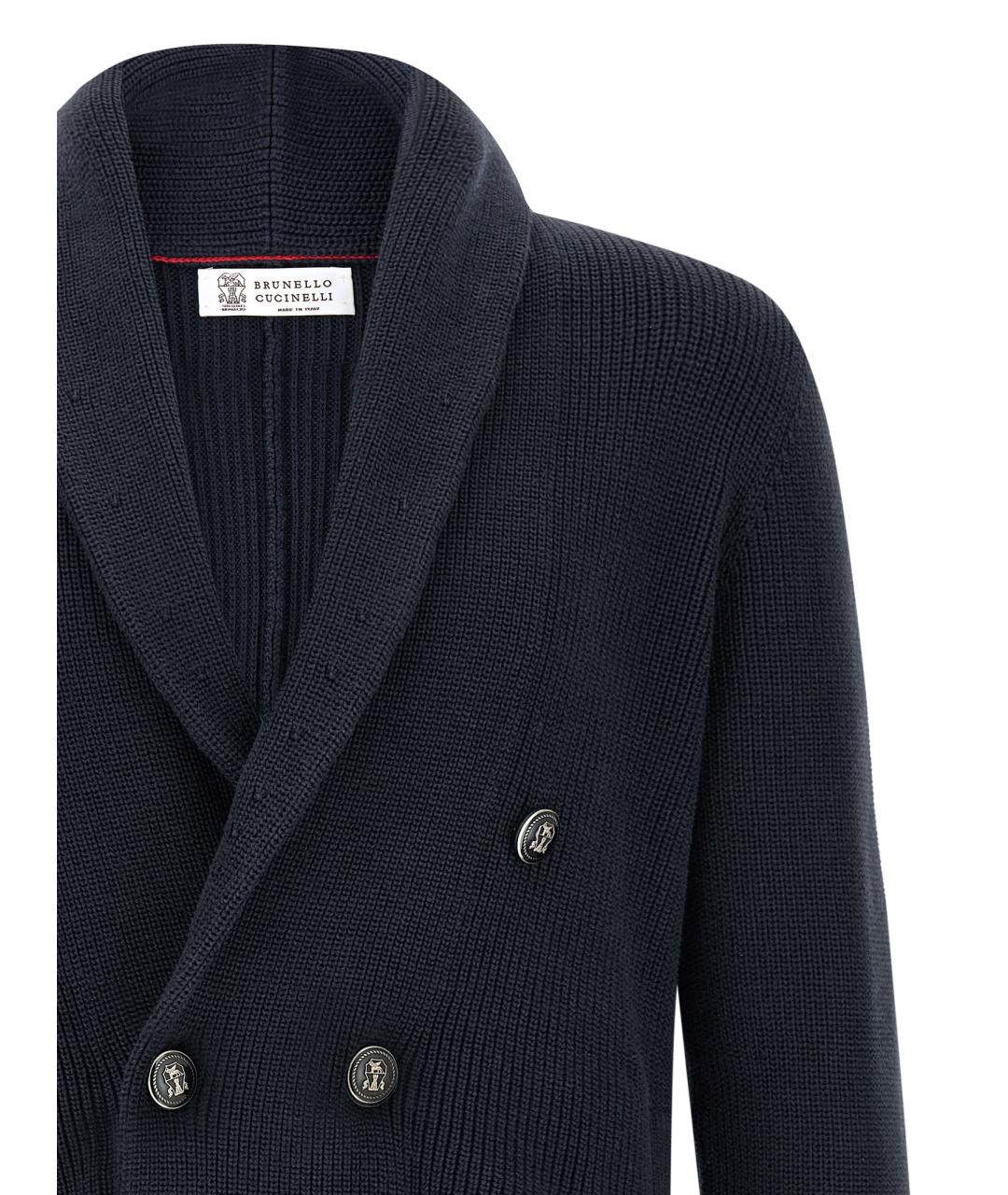 BRUNELLO CUCINELLI Темно-синий хлопковый кардиган, фото 3