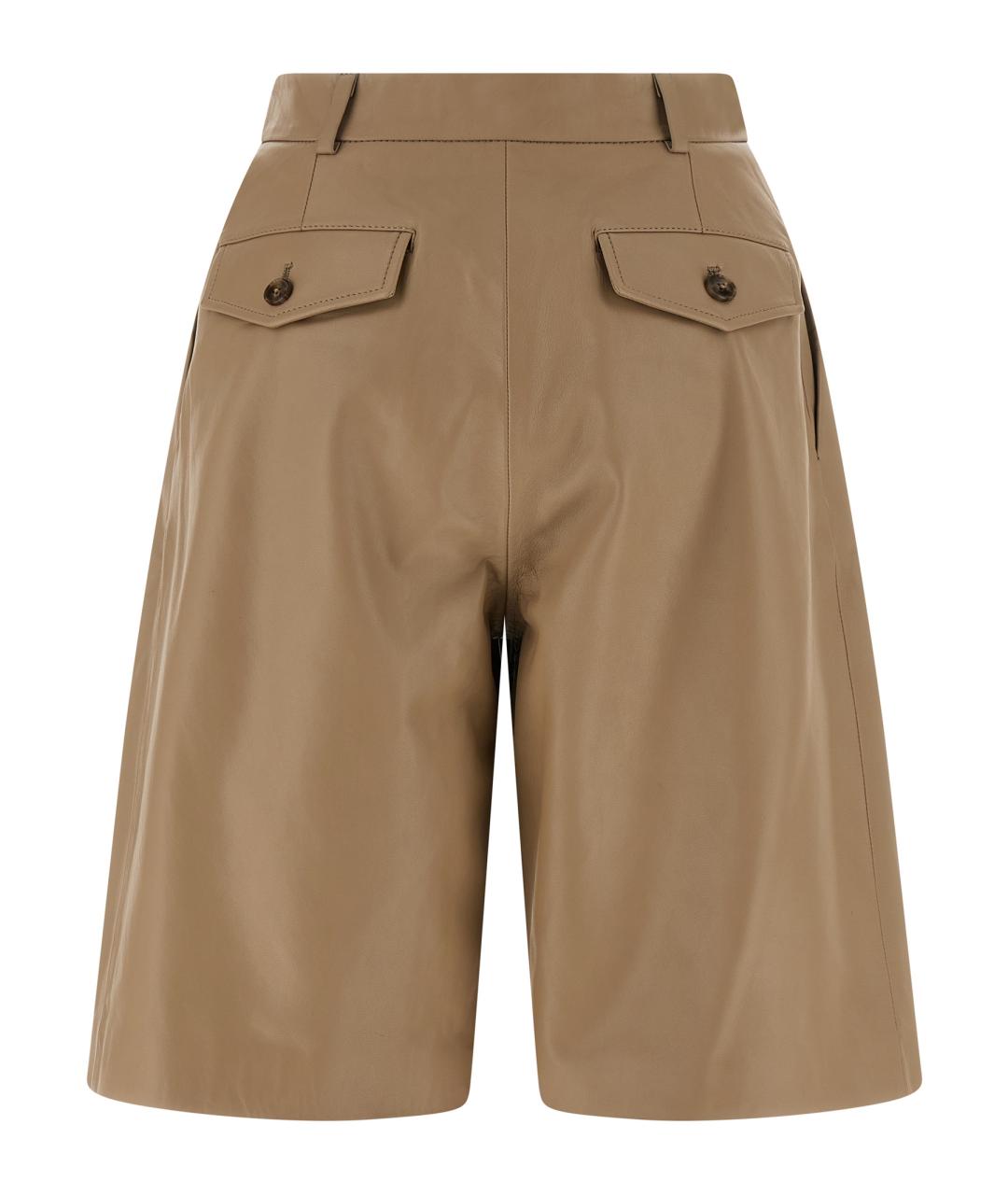 YVES SALOMON Бежевые кожаные шорты, фото 2