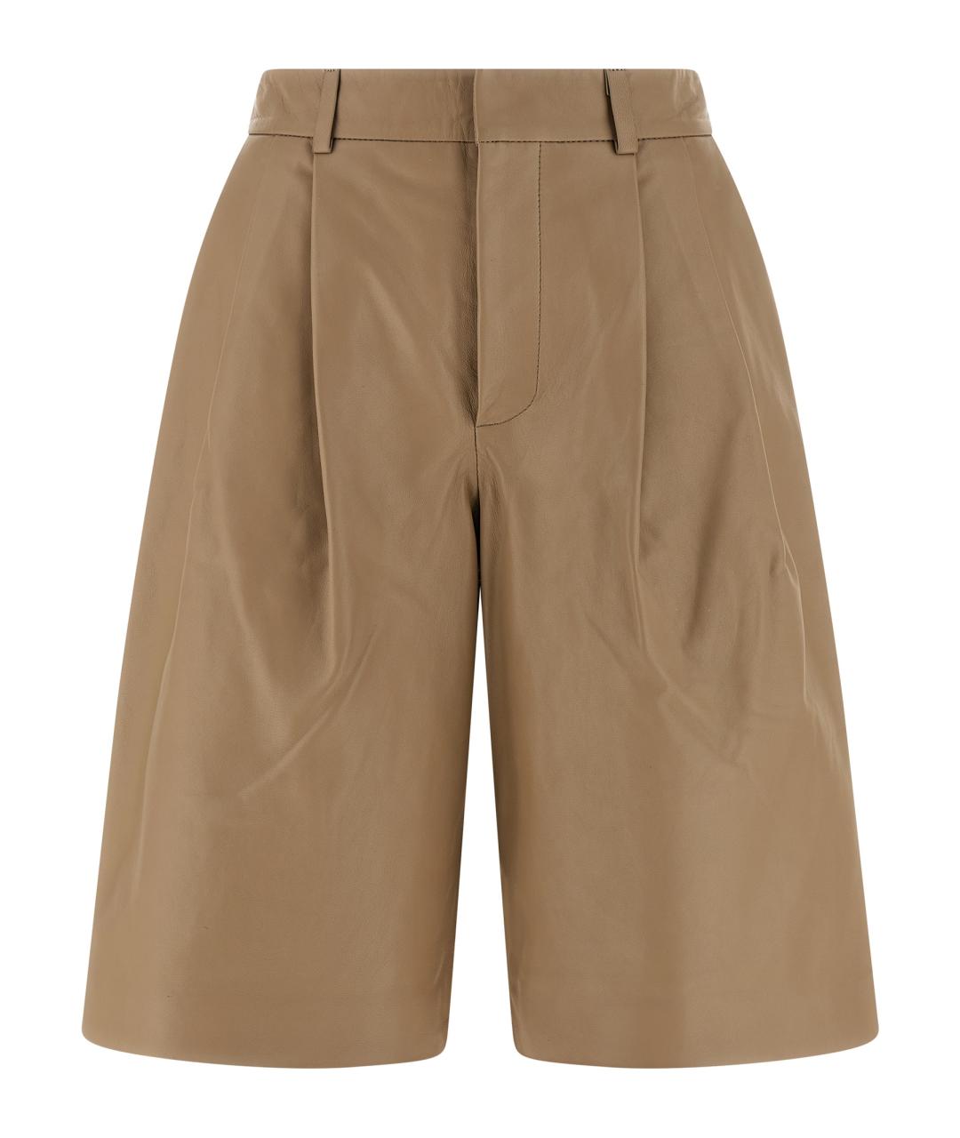 YVES SALOMON Бежевые кожаные шорты, фото 1