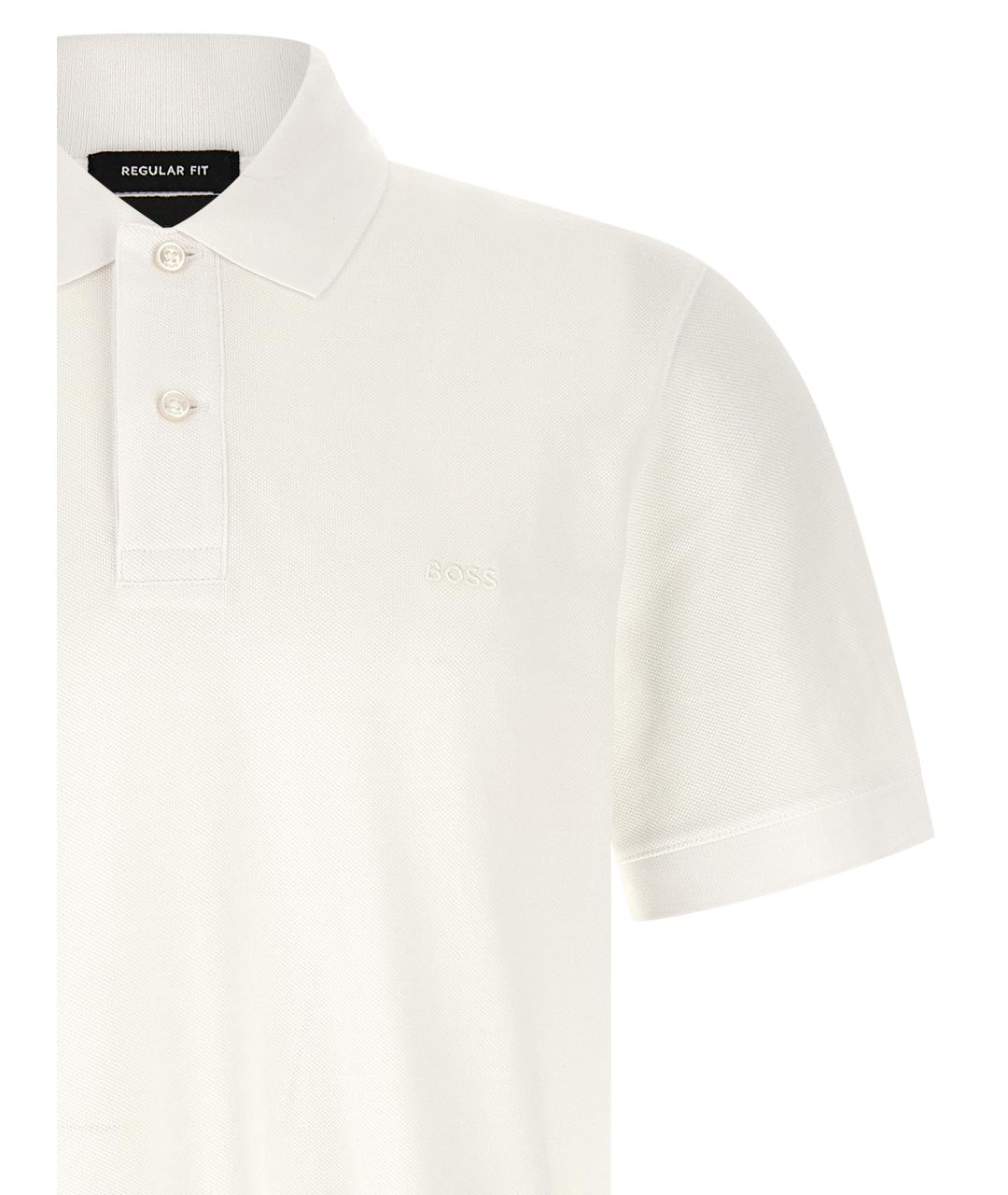 HUGO BOSS Белое хлопковое поло с коротким рукавом, фото 3