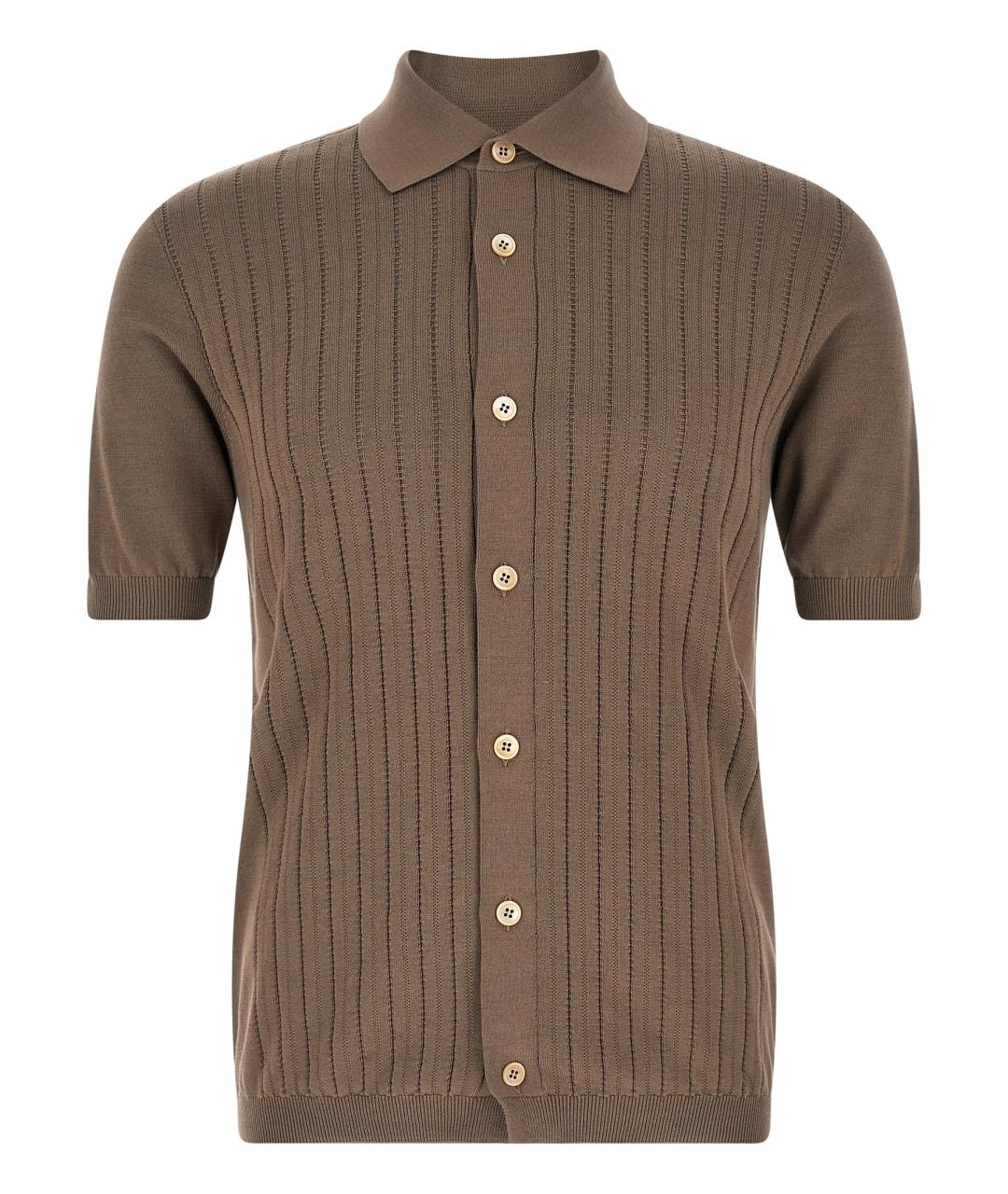 BRUNELLO CUCINELLI Коричневая хлопковая кэжуал рубашка, фото 1