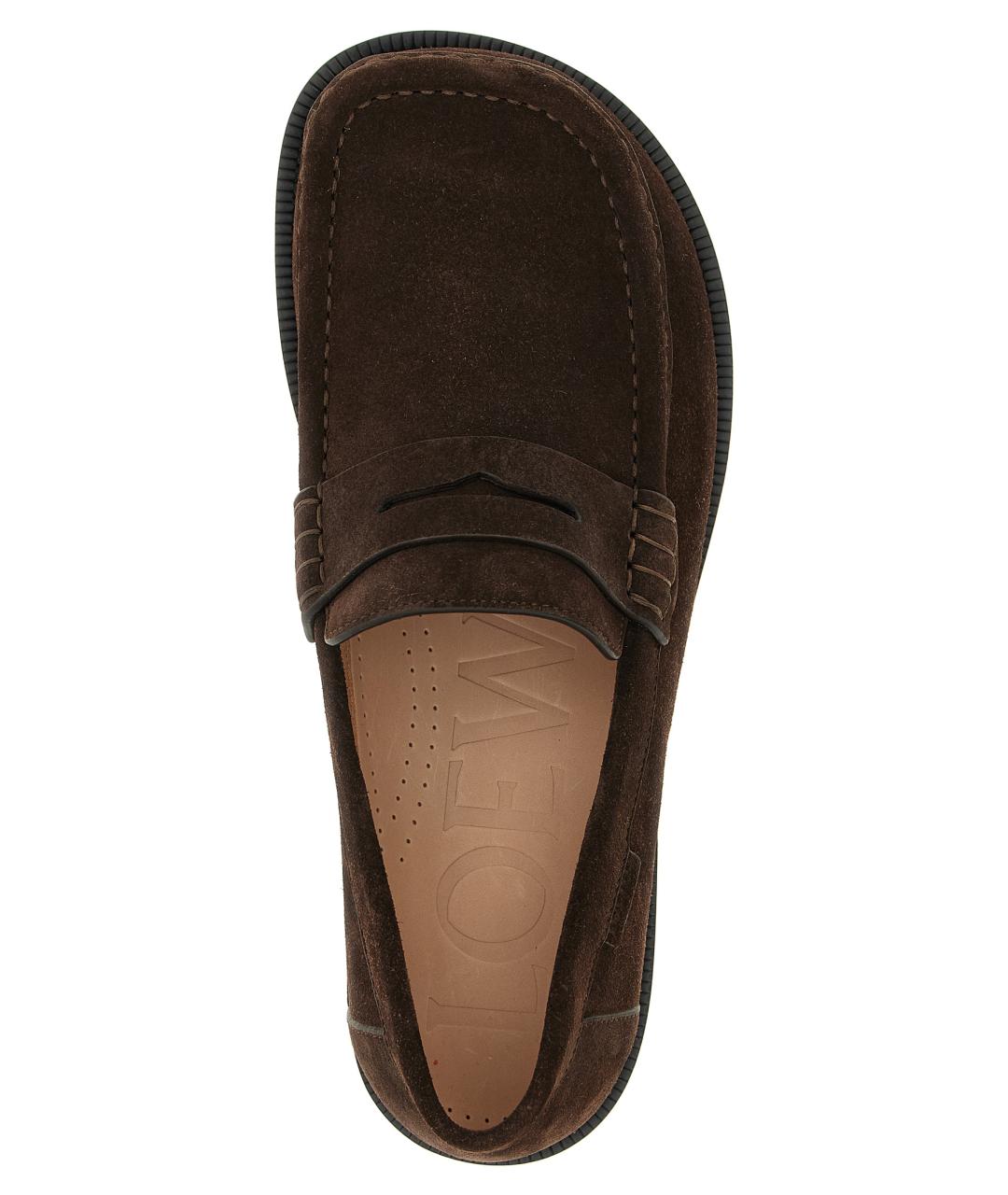 LOEWE Коричневые кожаные лоферы, фото 4