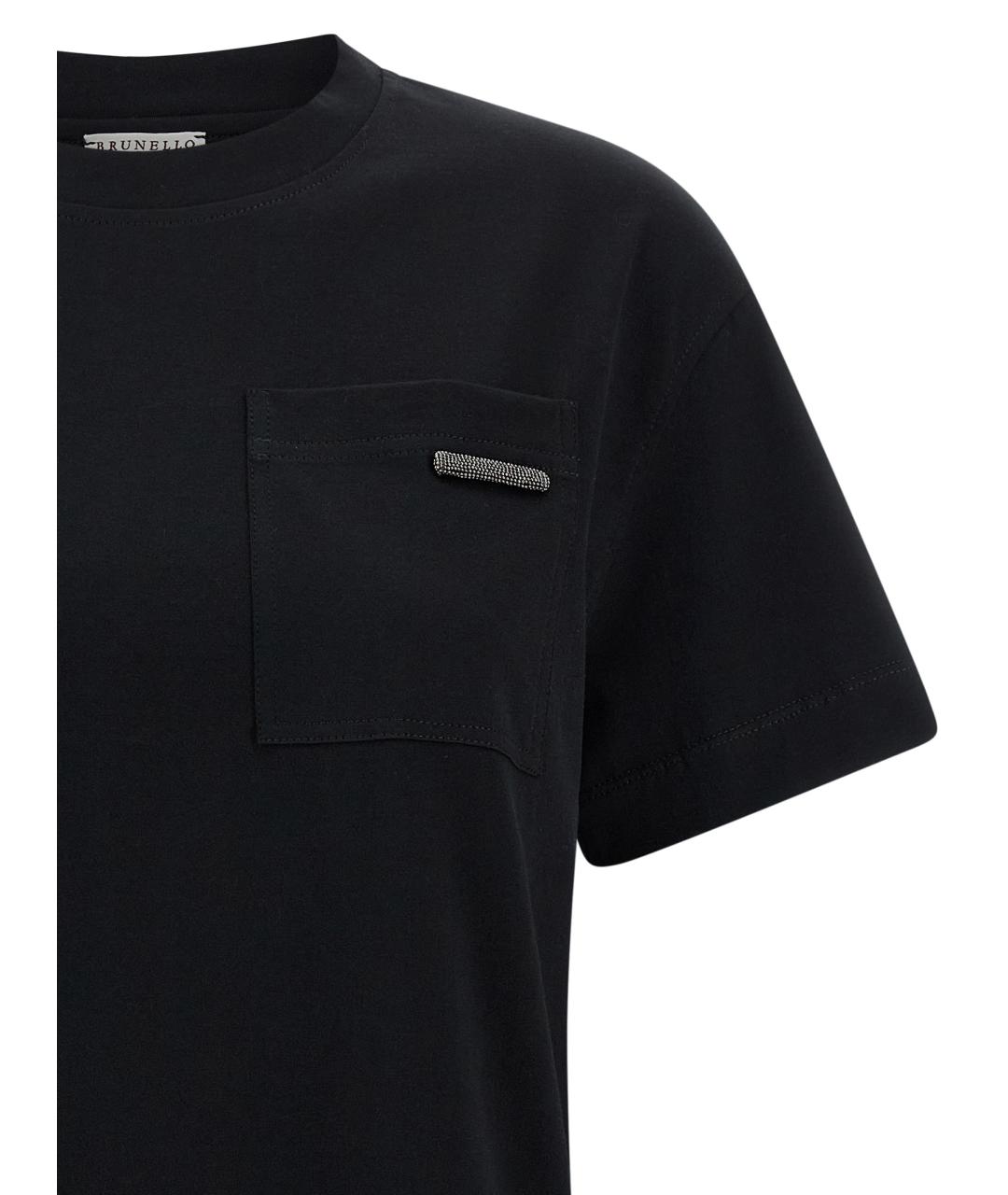 BRUNELLO CUCINELLI Черная хлопковая футболка, фото 3