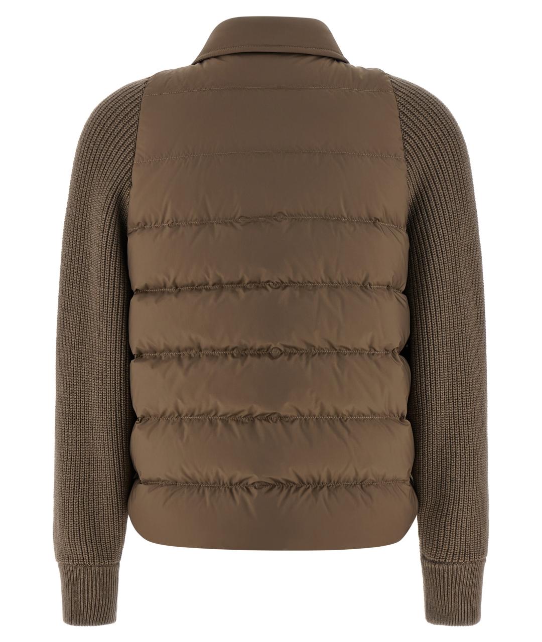 BRUNELLO CUCINELLI Коричневый полиэстеровый пуховик, фото 2