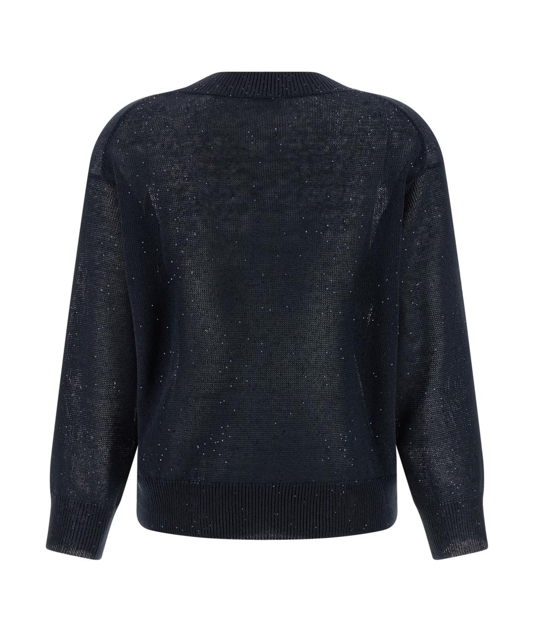 BRUNELLO CUCINELLI Темно-синий льняной джемпер / свитер, фото 2