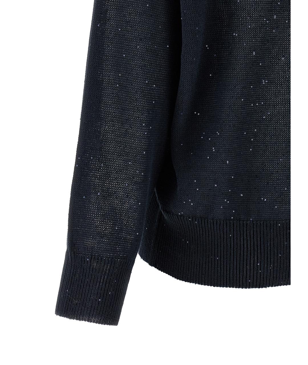 BRUNELLO CUCINELLI Темно-синий льняной джемпер / свитер, фото 4