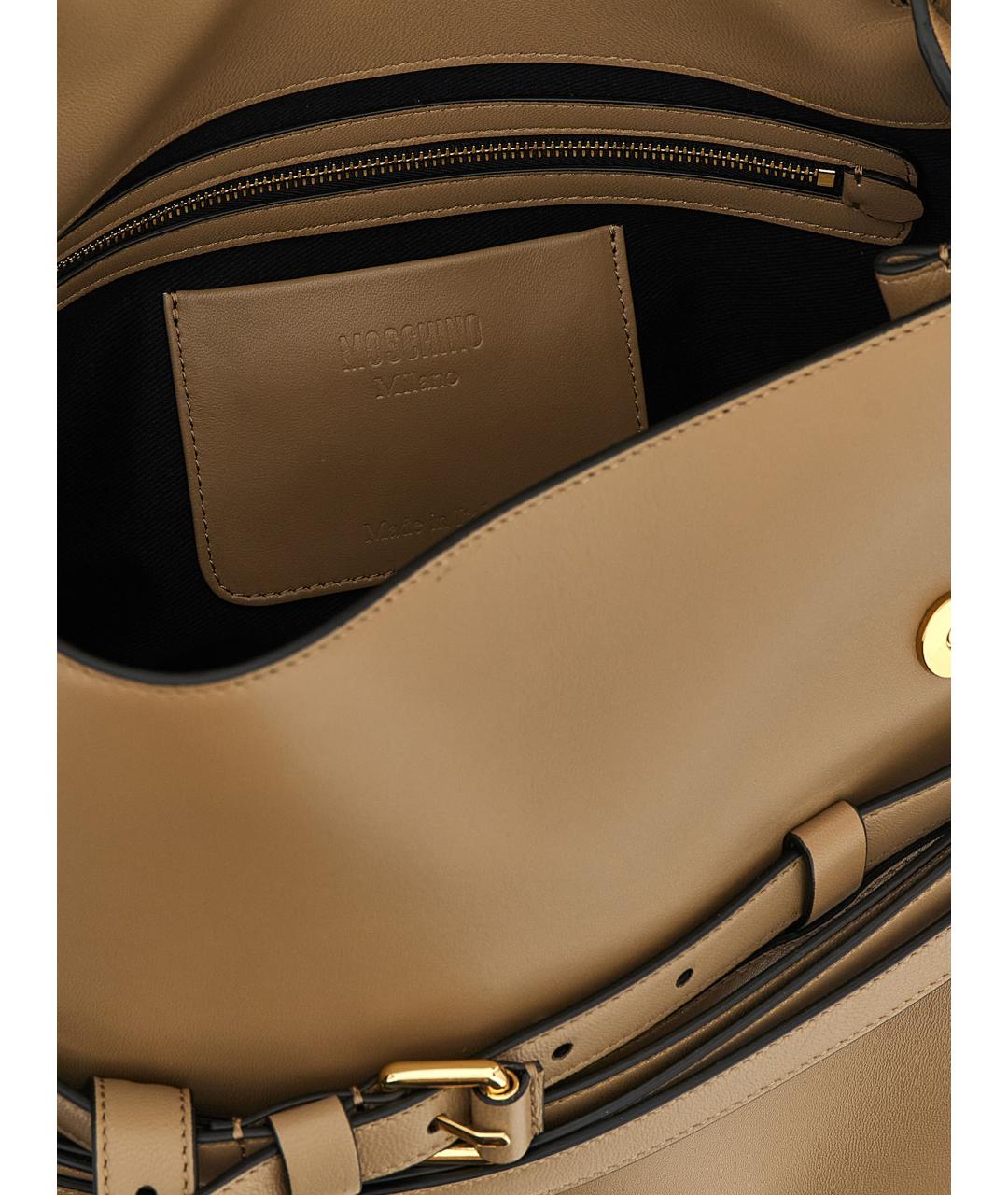 MOSCHINO Бежевая кожаная сумка тоут, фото 4