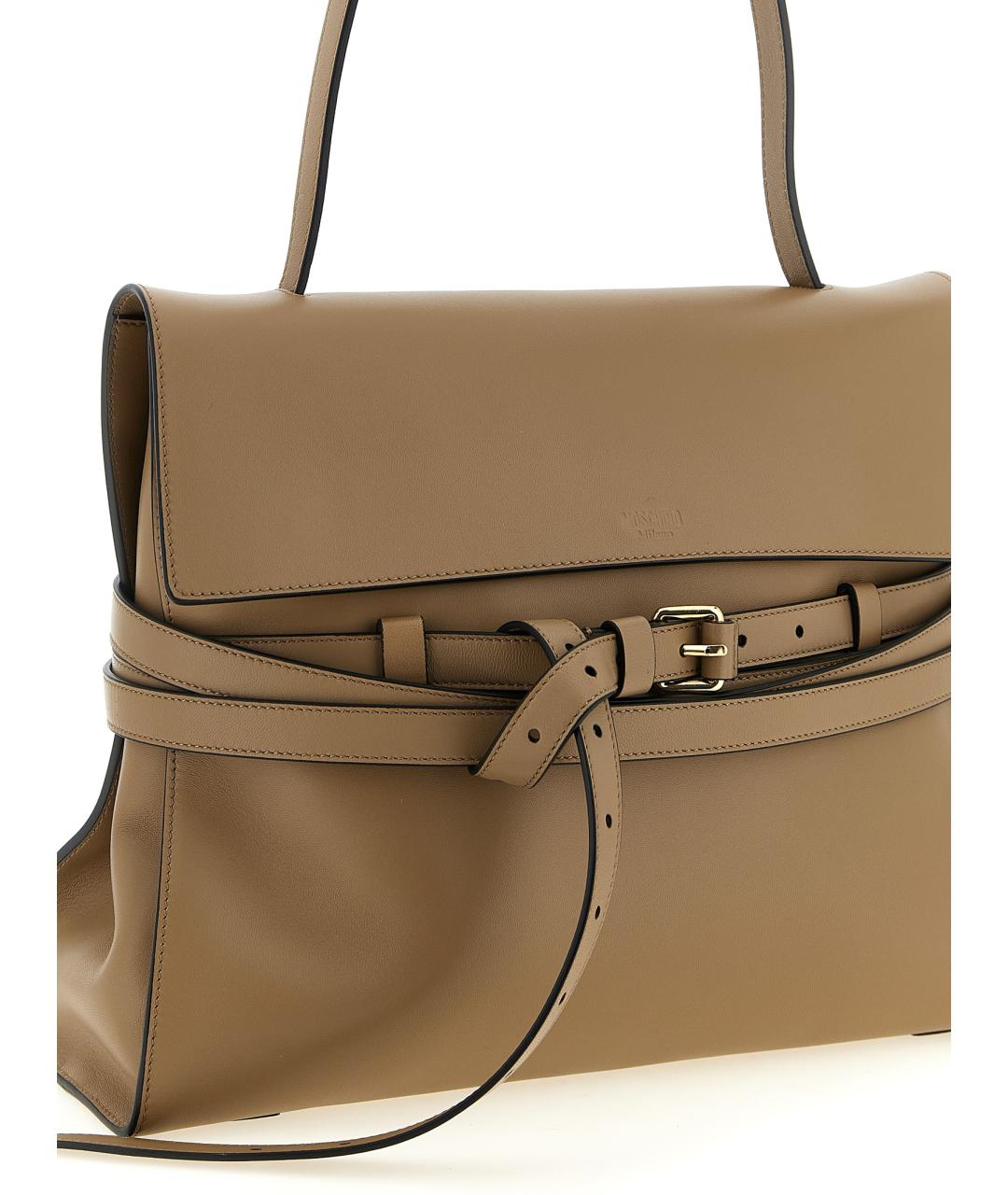 MOSCHINO Бежевая кожаная сумка тоут, фото 3