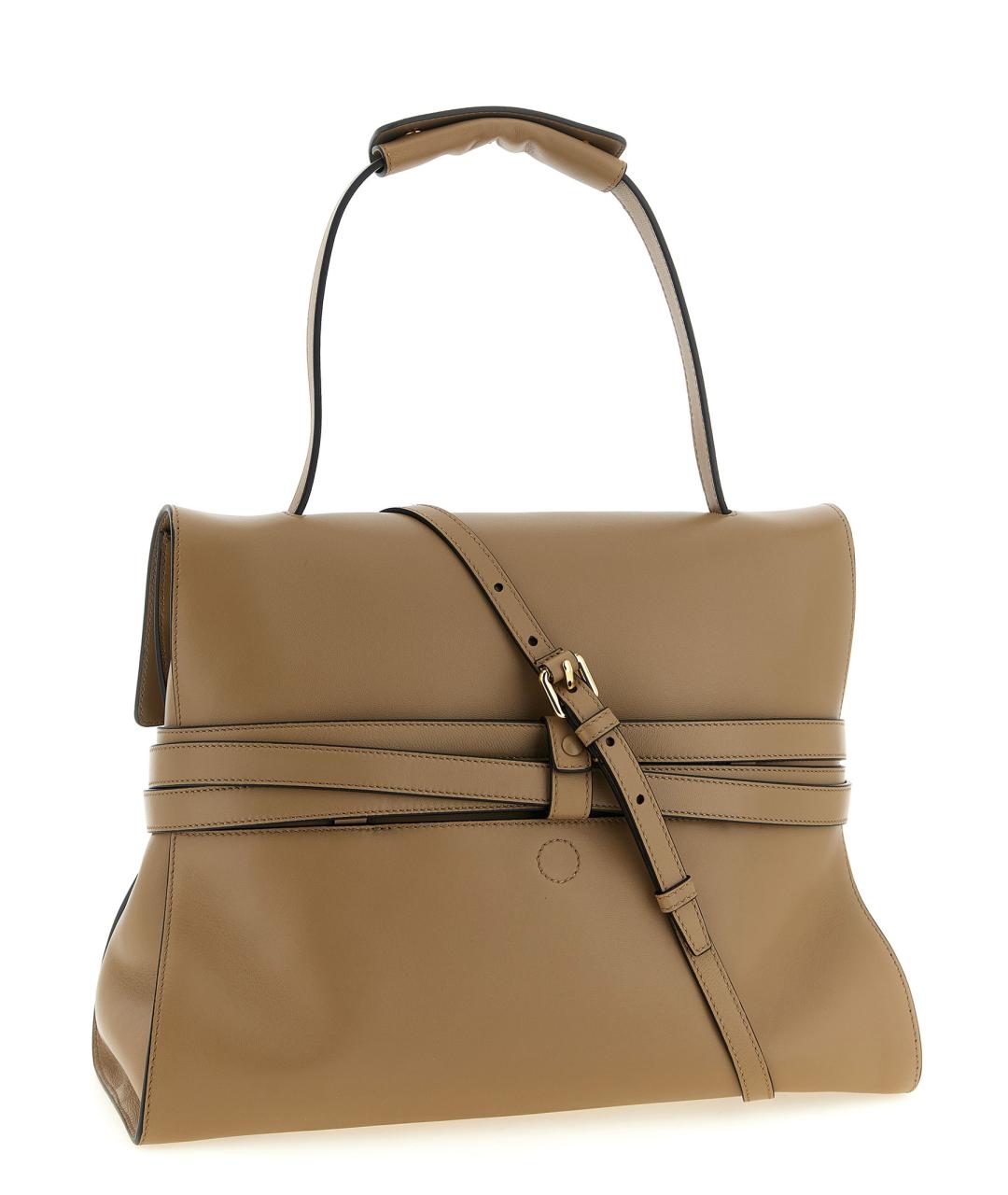 MOSCHINO Бежевая кожаная сумка тоут, фото 2