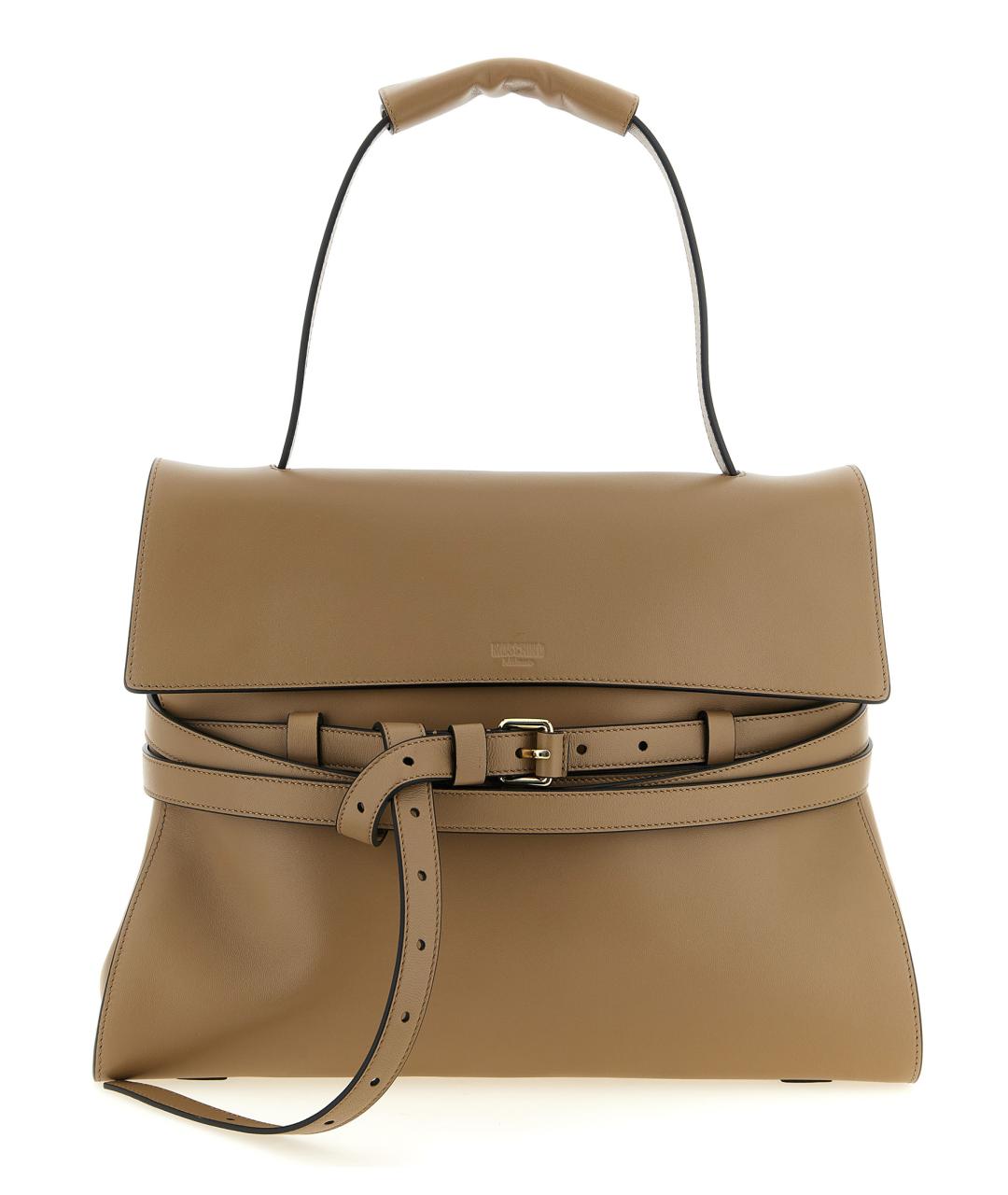 MOSCHINO Бежевая кожаная сумка тоут, фото 1