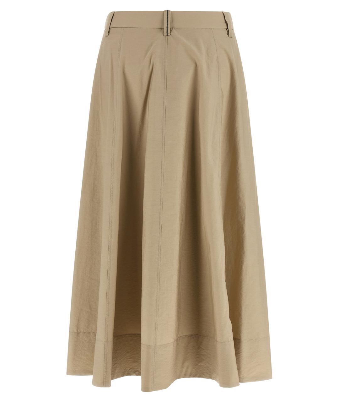 BRUNELLO CUCINELLI Бежевая хлопковая юбка миди, фото 2