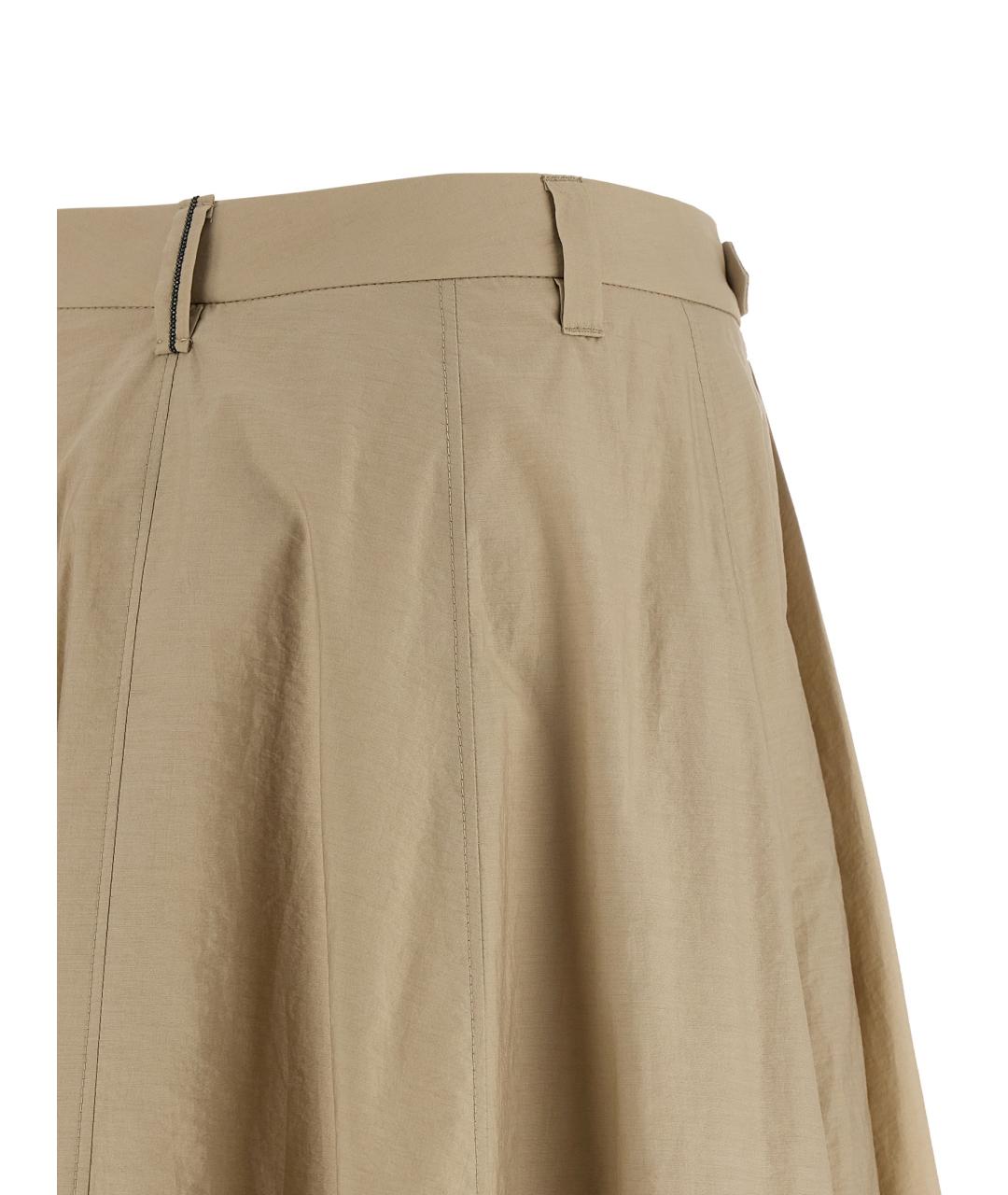 BRUNELLO CUCINELLI Бежевая хлопковая юбка миди, фото 4