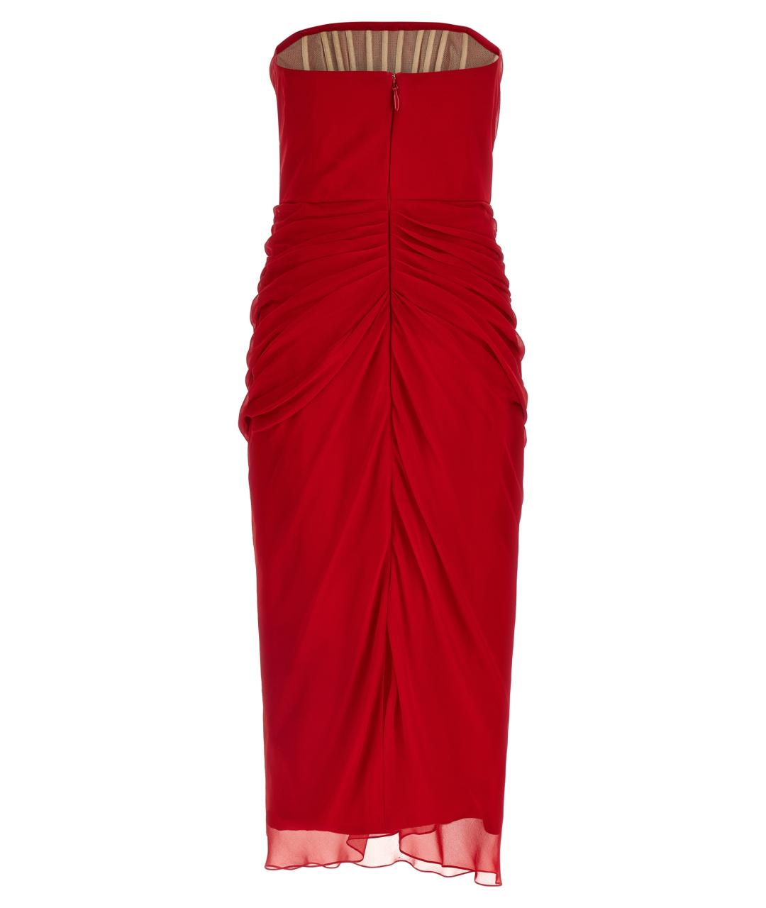 CAROLINA HERRERA Красное шелковое коктейльное платье, фото 2