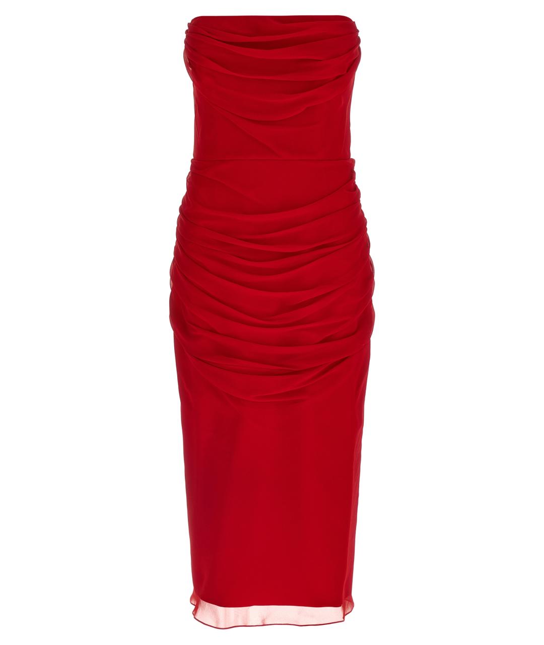 CAROLINA HERRERA Красное шелковое коктейльное платье, фото 1