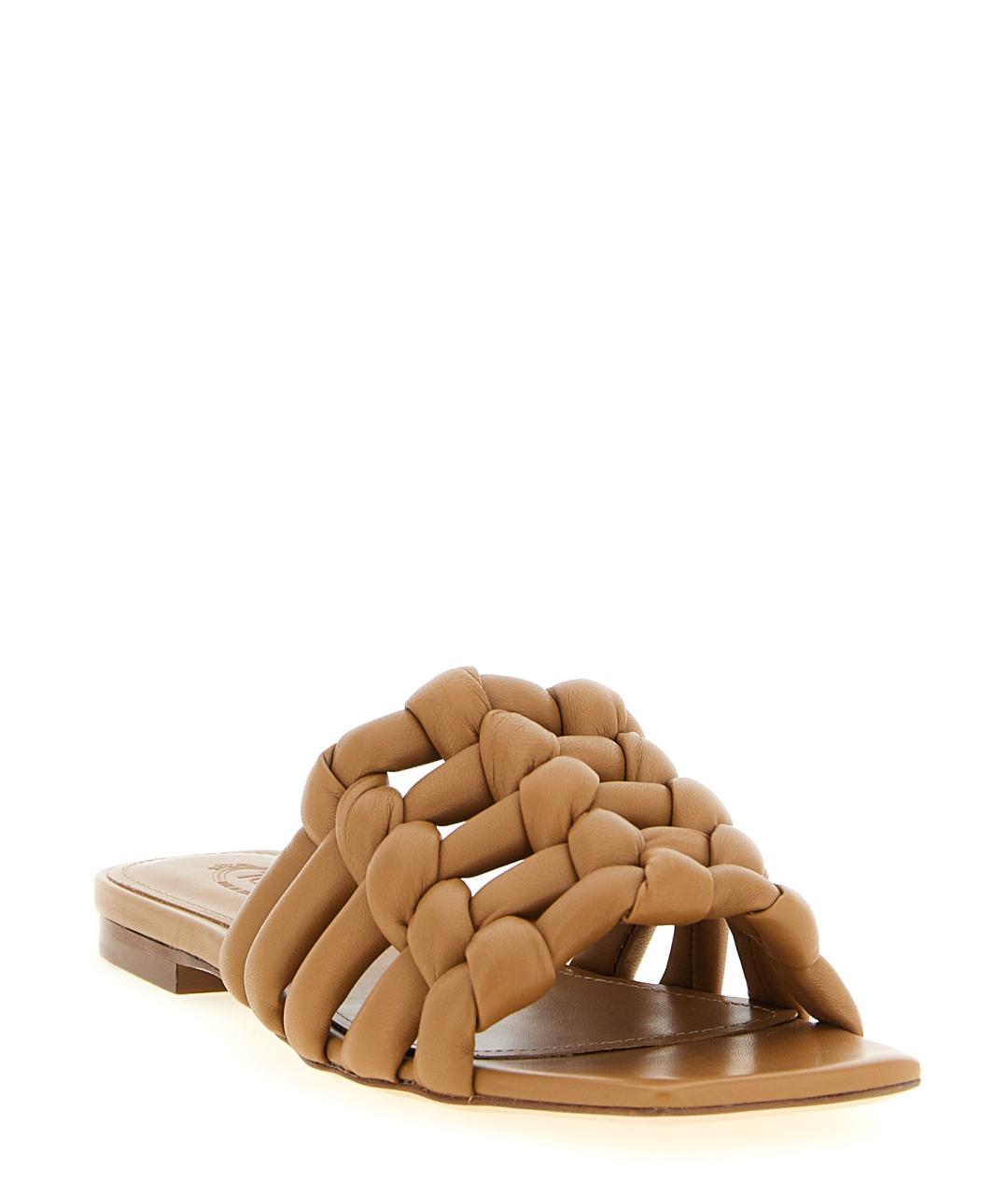 TOD'S Коричневые кожаные шлепанцы, фото 2