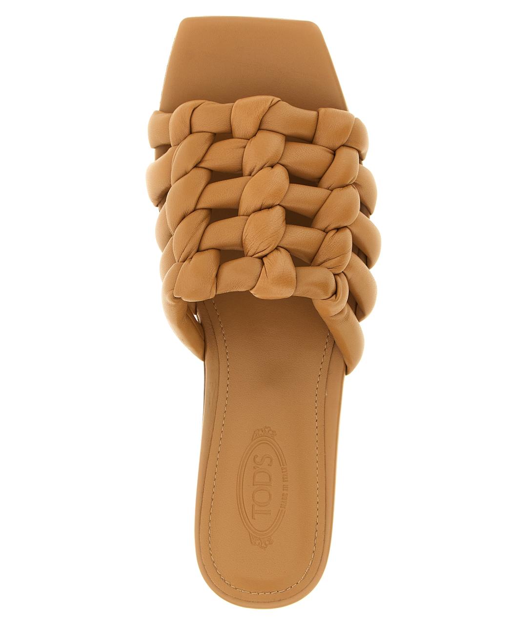 TOD'S Коричневые кожаные шлепанцы, фото 4