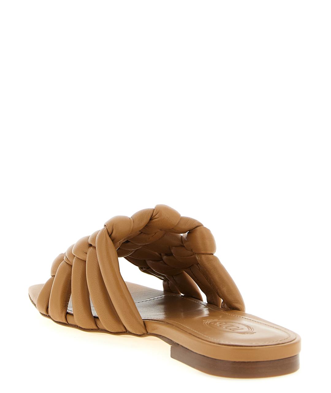 TOD'S Коричневые кожаные шлепанцы, фото 3