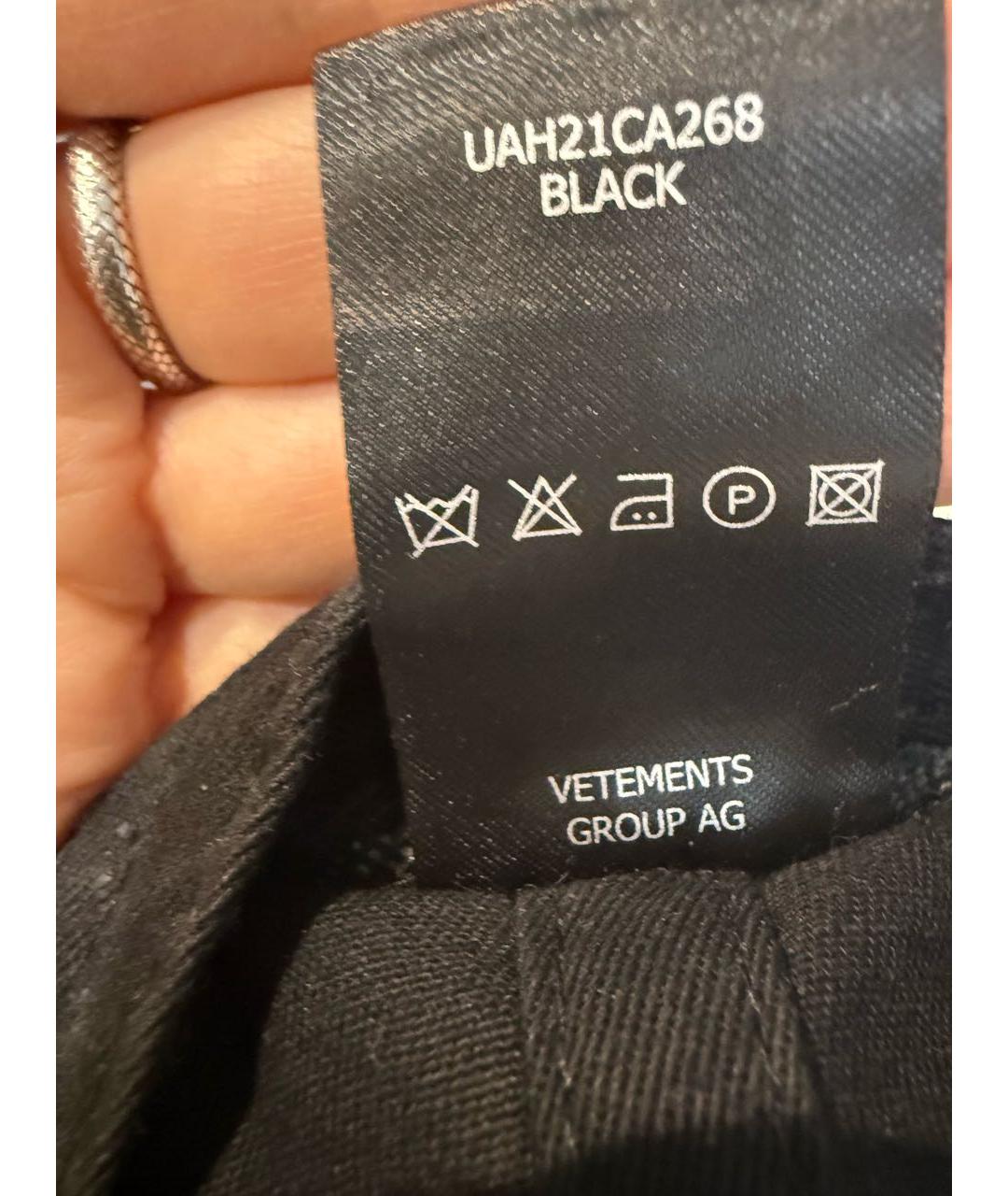 VETEMENTS Черная хлопковая кепка, фото 8